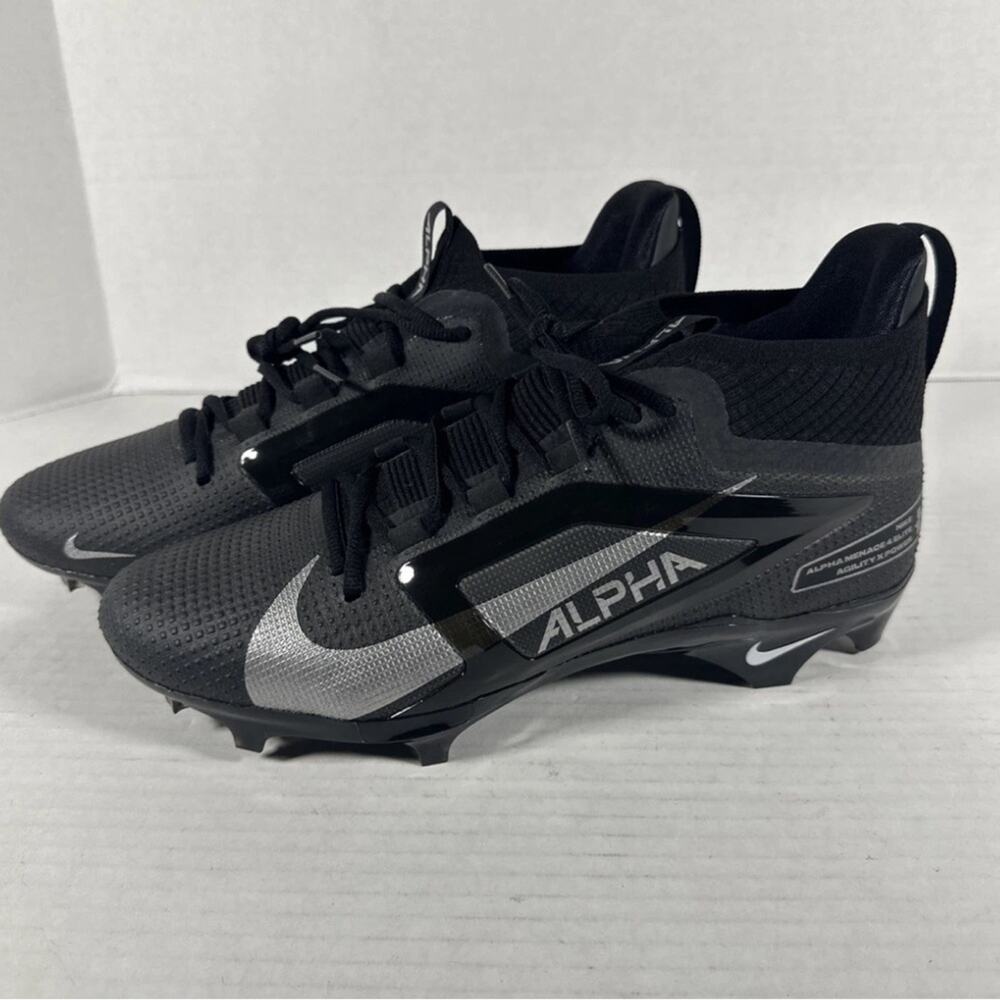 Nike Alpha Menace 4 Elite Football Cleats Black Grey Men's size 8 FD7036-002